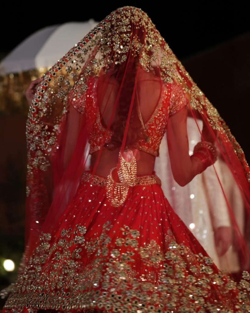 Blood Red Bridal Lehenga