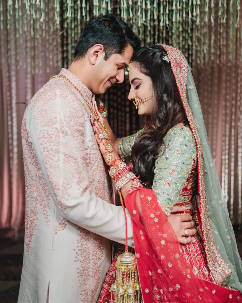 Bridal Lehenga With Blue Dupatta