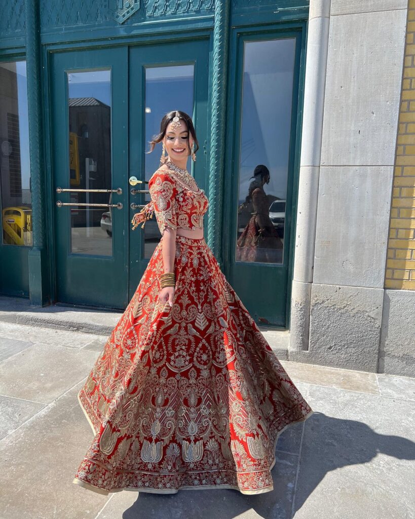 Royal Bridal Lehenga In Red & Golden Color