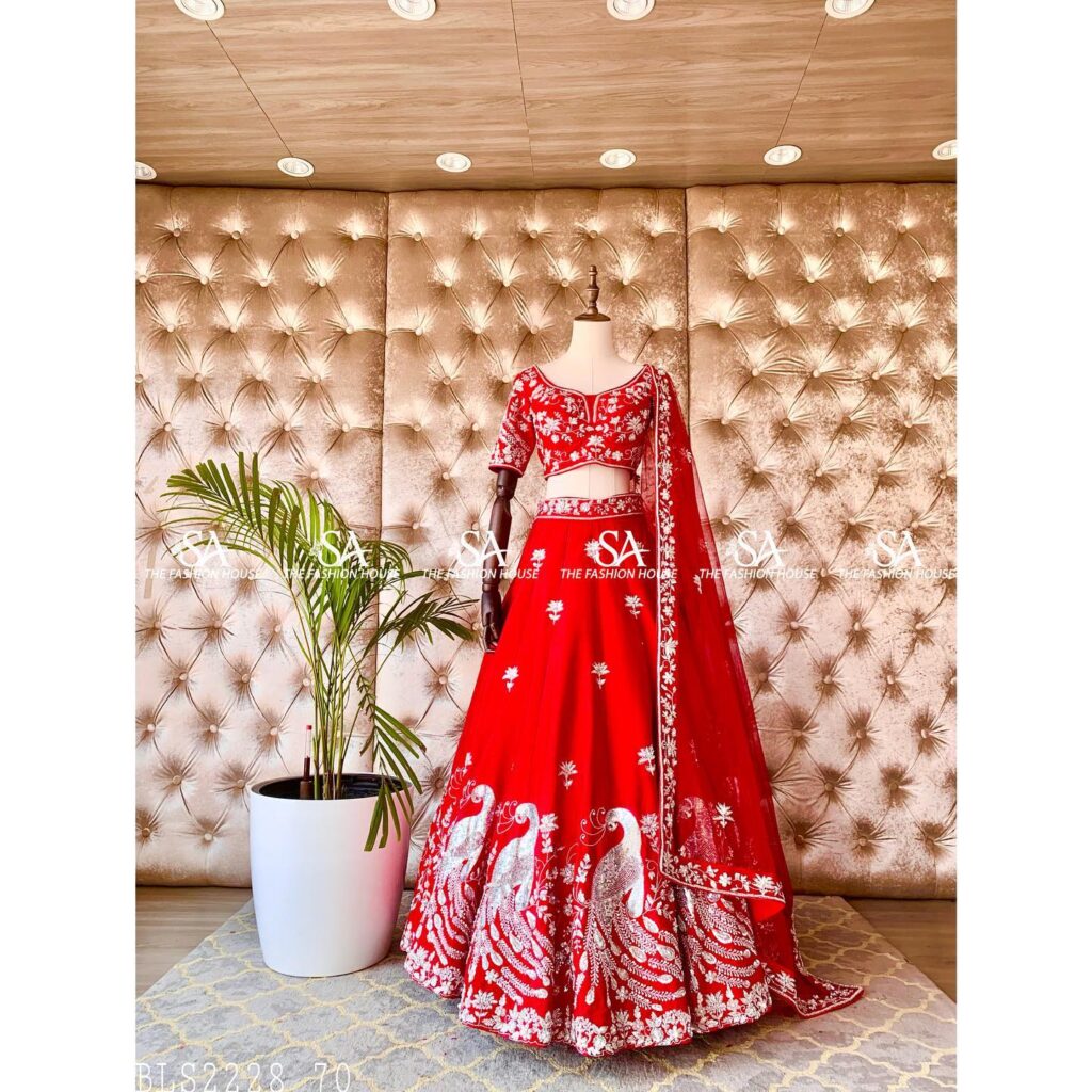 Blood Red Color Bridal Lehenga