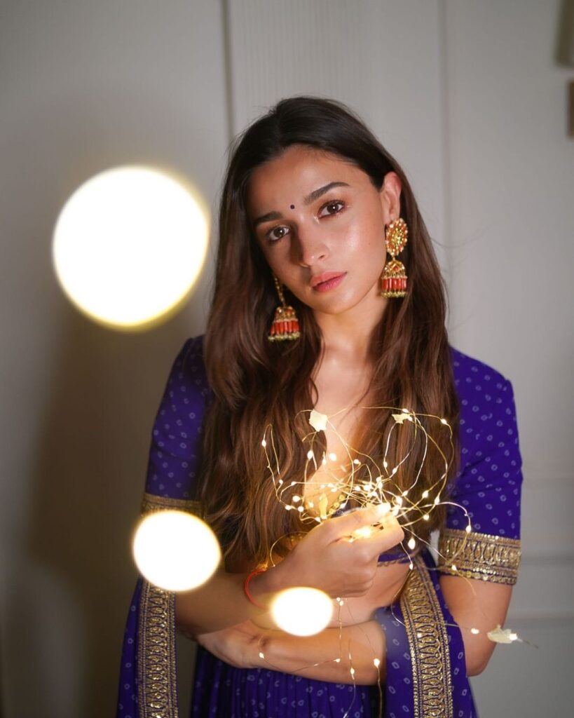 Alia Bhatt Blue Sabyasachi Lehenga Diwali