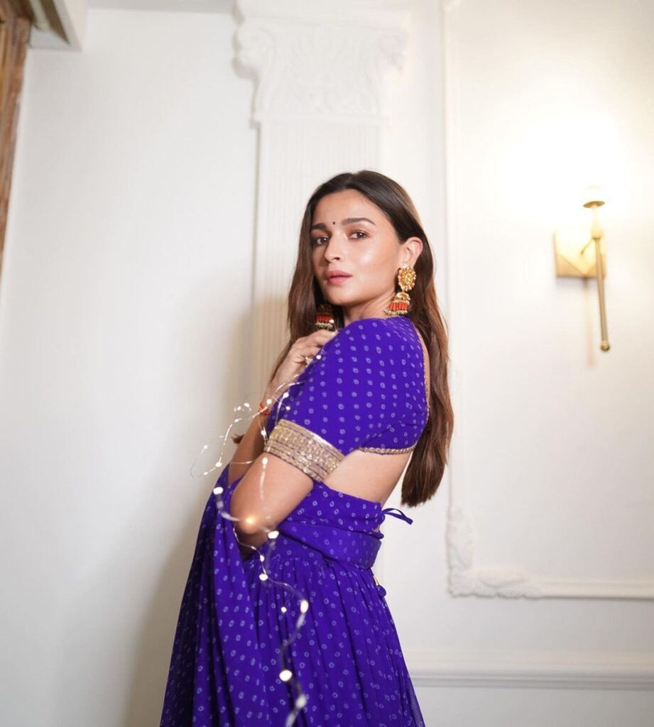 Alia Bhatt Blue Sabyasachi Lehenga Diwali