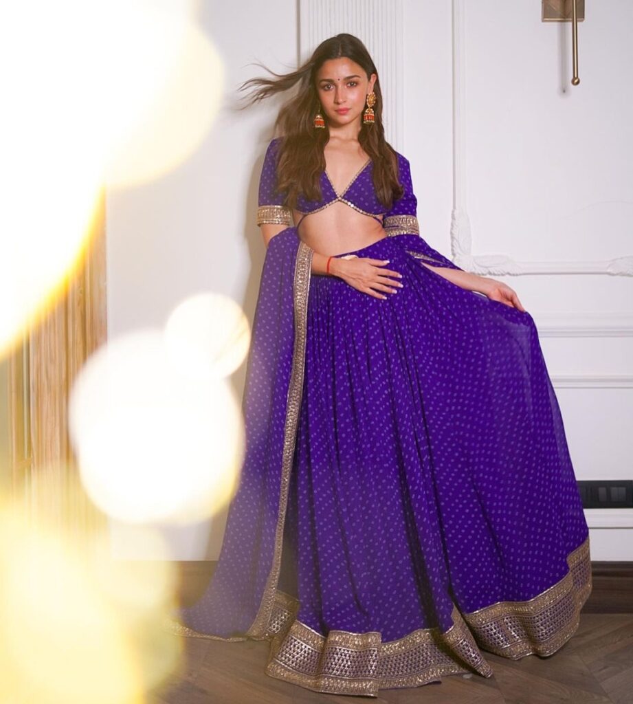 Alia Bhatt Blue Sabyasachi Lehenga Diwali