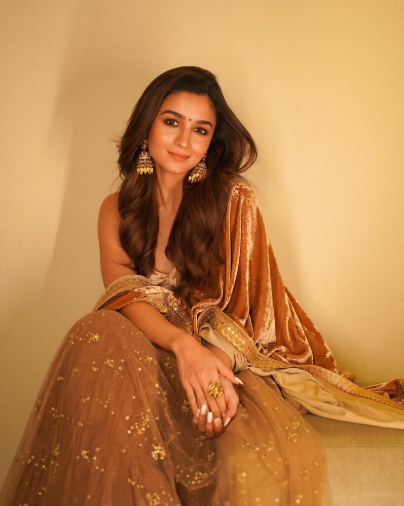 Alia Bhatt Golden Sabyasachi Lehenga