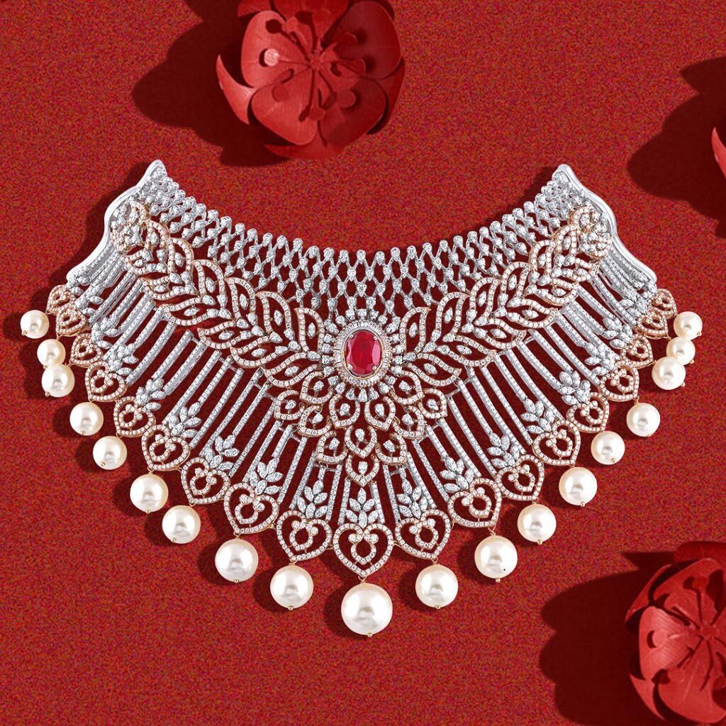 Choker Diamond Necklace Set