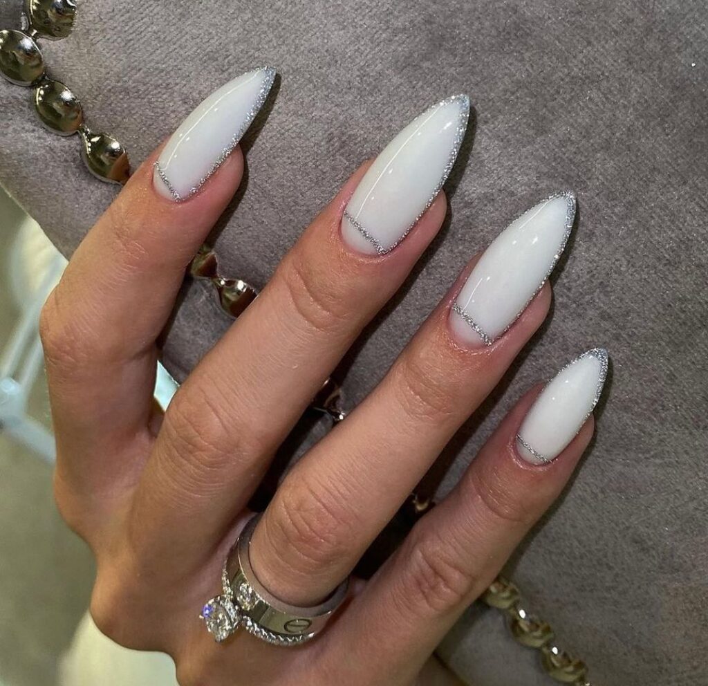 White Glitter Nails