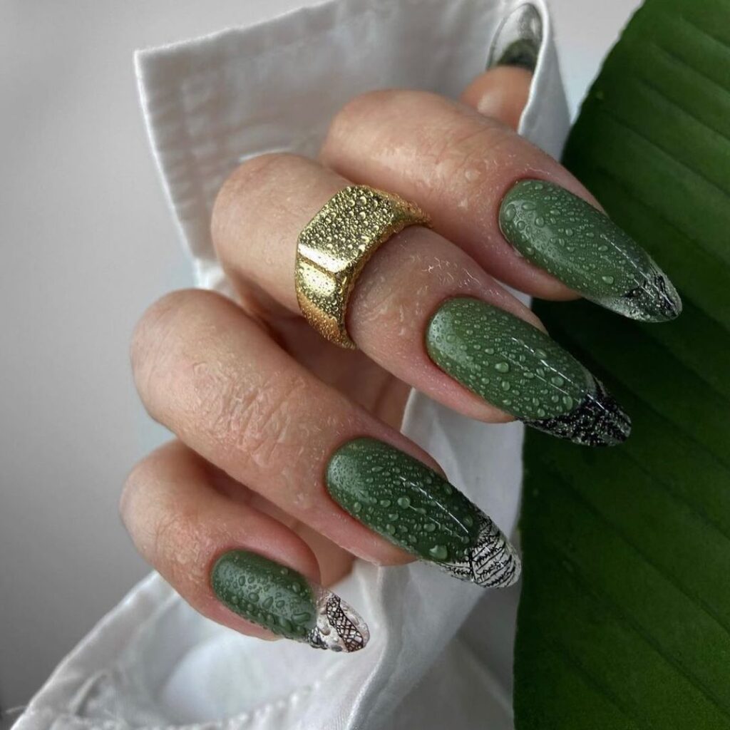 Green Glitter Nails