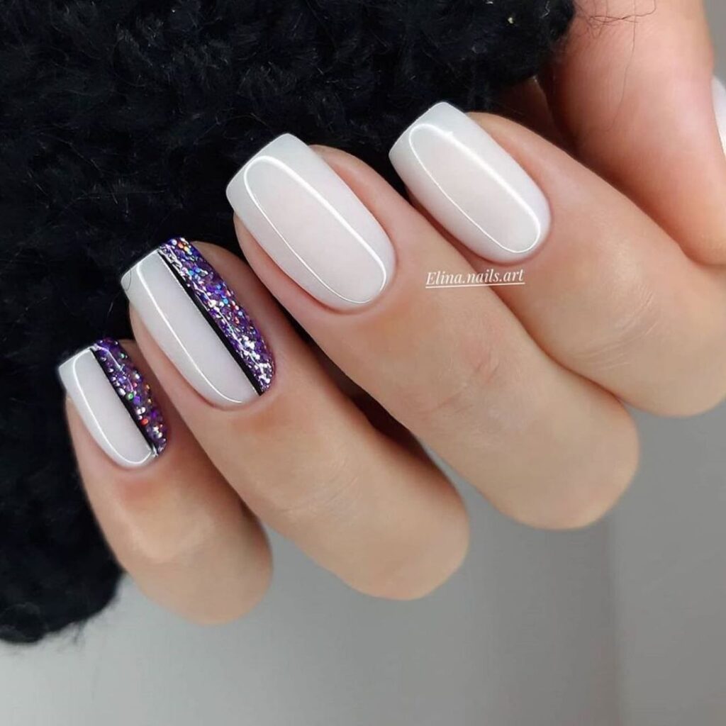 White Glitter Nails