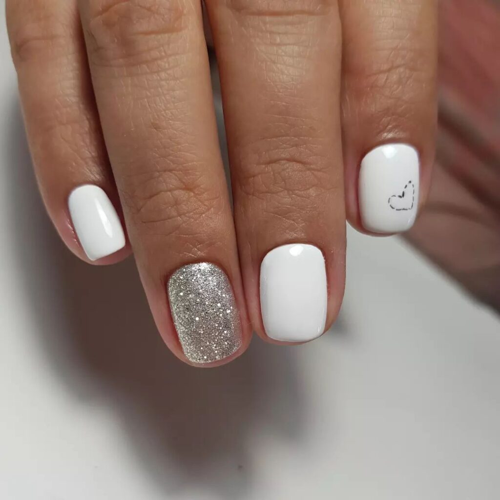 White Glitter Nails