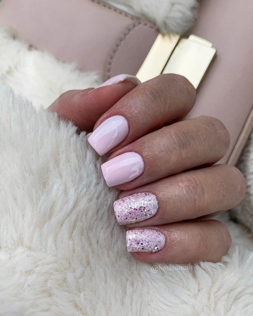 Pink Glitter nails
