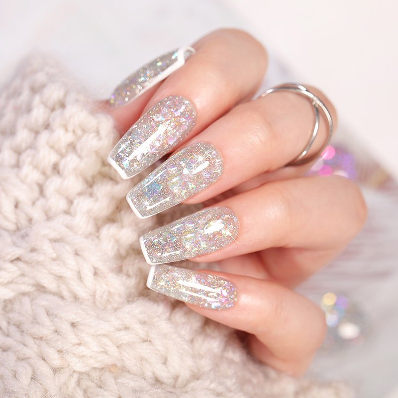 Long Glitter Nail Ideas