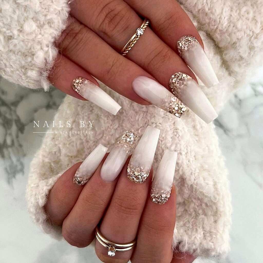 White Glitter Nails