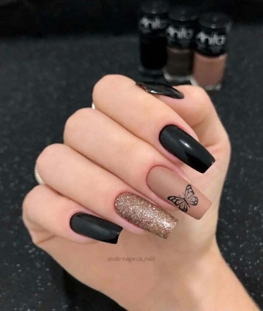 Black Glitter Nails