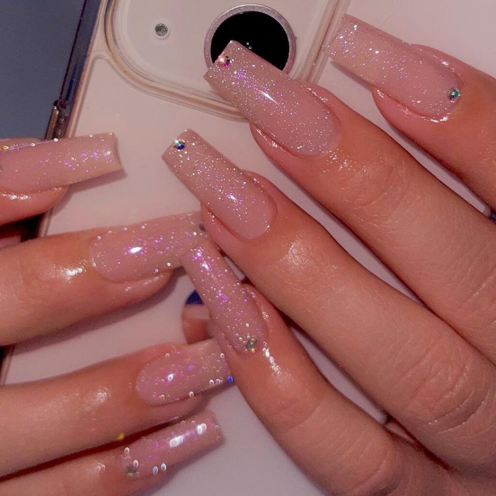 Nude Glitter Nails