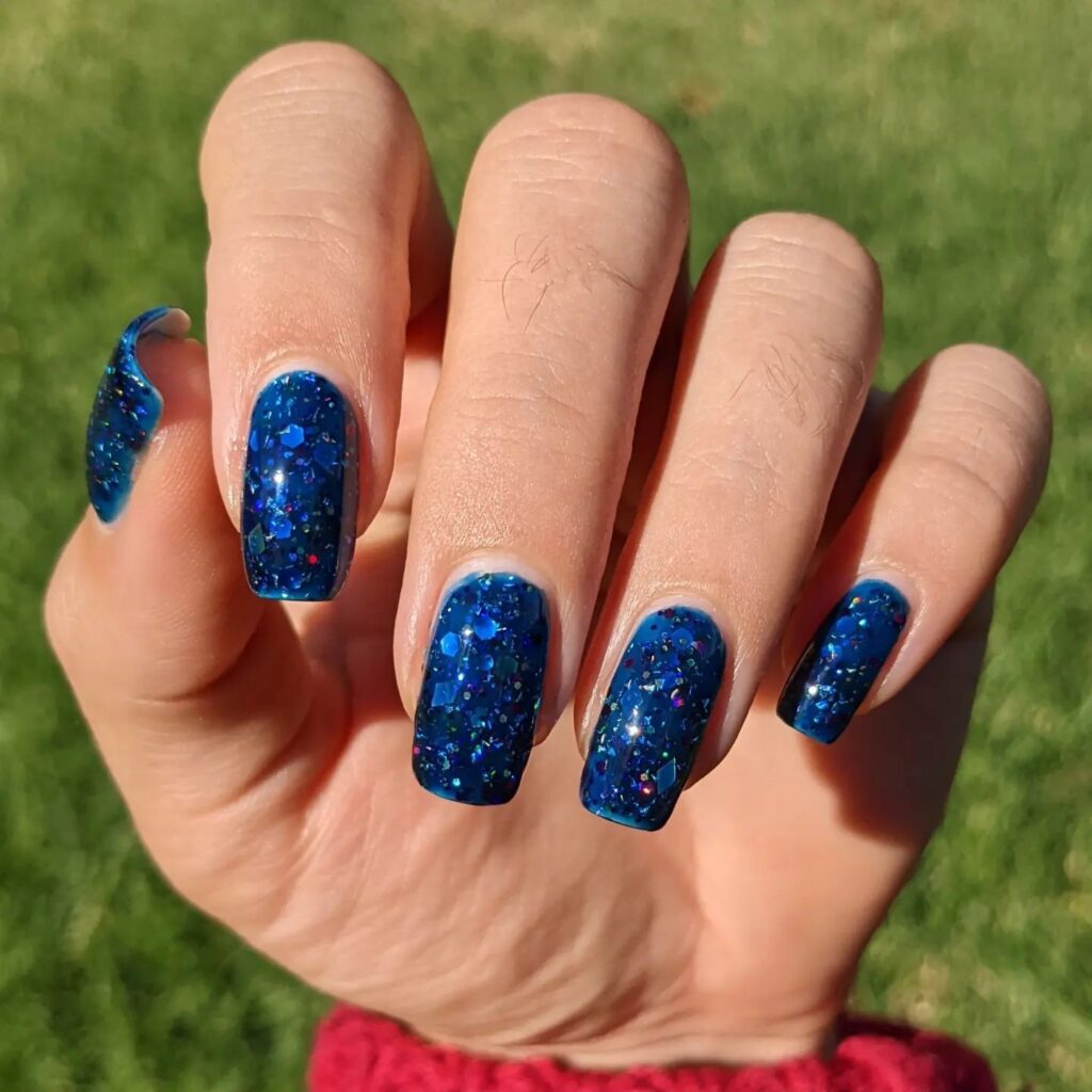 Blue Glitter Nails