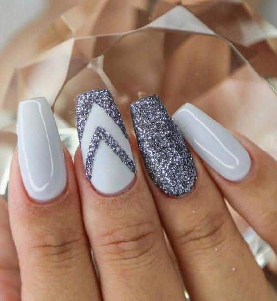 White Glitter Nails