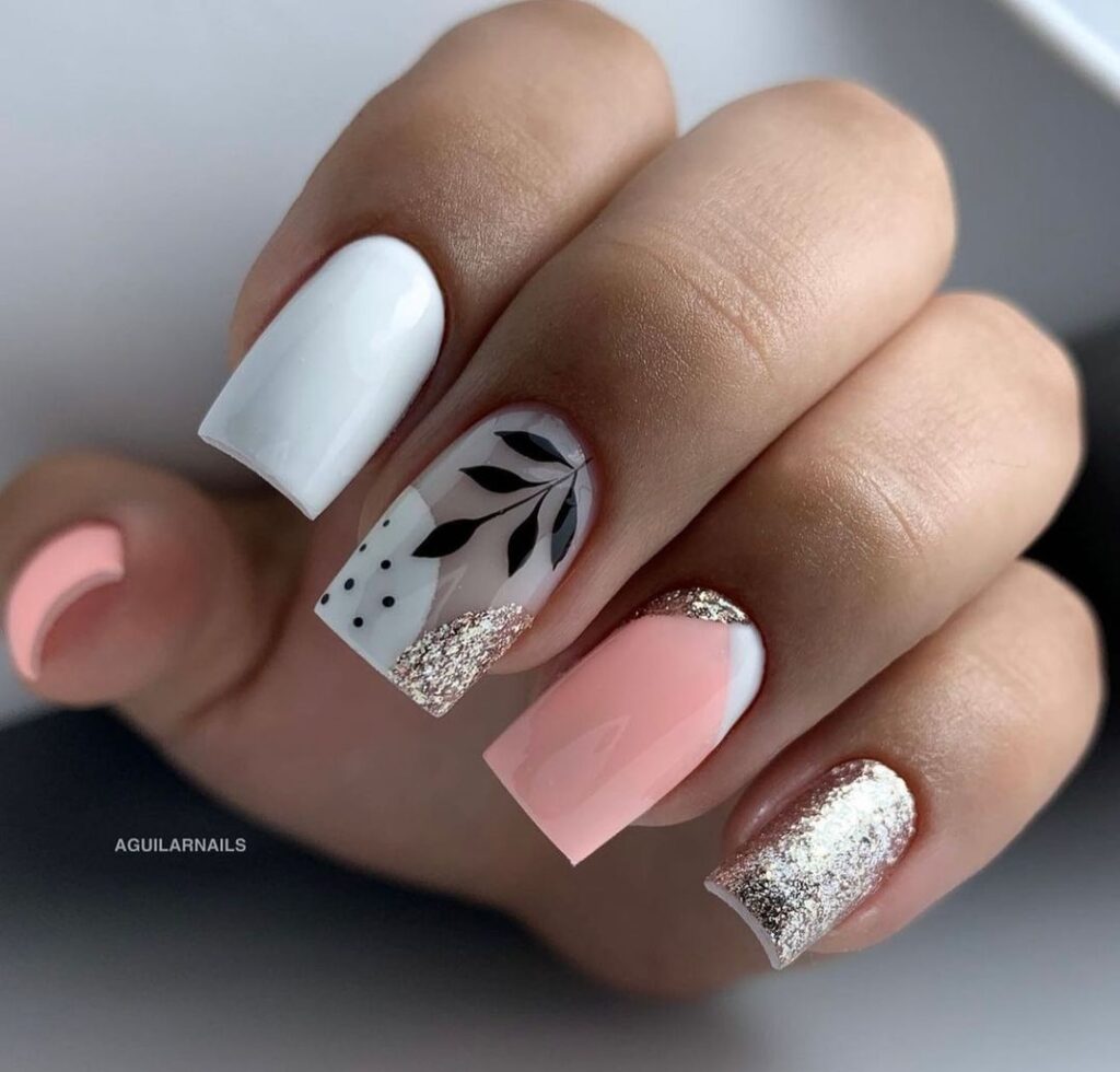 Pink-White Summer Nails