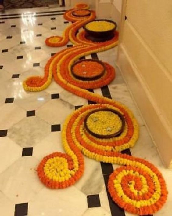 Flower Rangoli Designs For Diwali