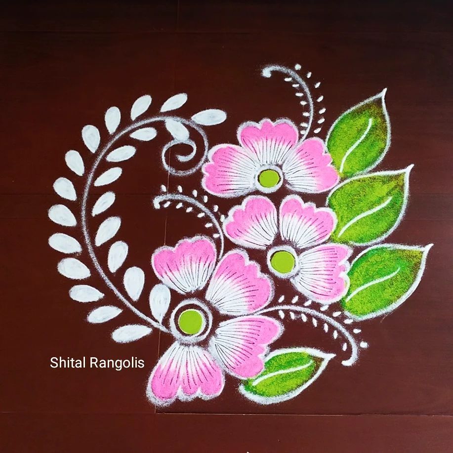 Beautiful & easy flower rangoli design 🌺🌷 #shitalrangolis #muggulu #kolam  #rangoliart #rangoli😍 #rangolilove #rangolimaking #rangoli🎨… | Instagram