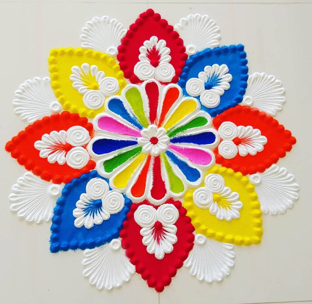 101+ Rangoli Designs || Simple, Diwali, Peacock, & Flower - Wedbook