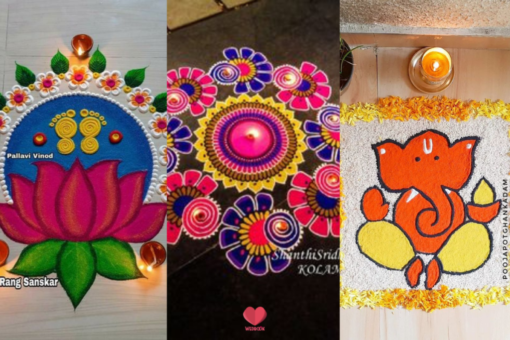101+ Rangoli Designs || Simple, Diwali, Peacock, & Flower - Wedbook