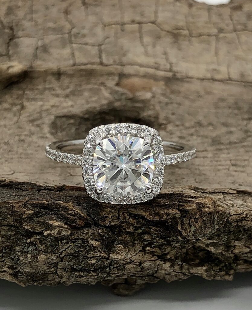 Cushion Cut Halo Engagement Ring