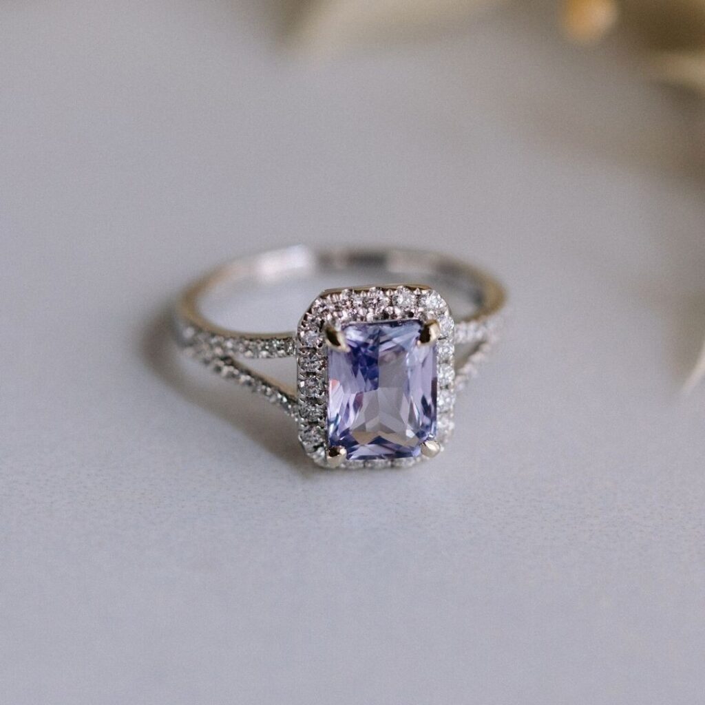 Split Shank Halo Engagement Ring