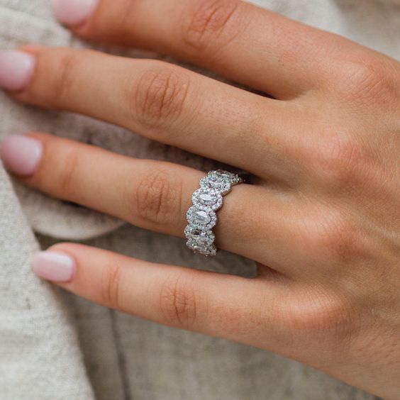 Halo Engagement Ring With Wedding Band