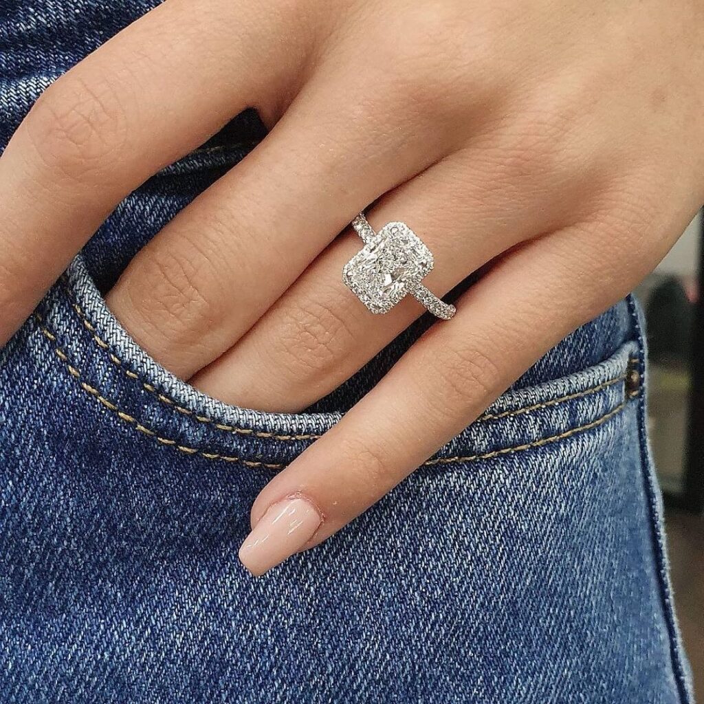 Emerald Cut Halo Engagement Ring