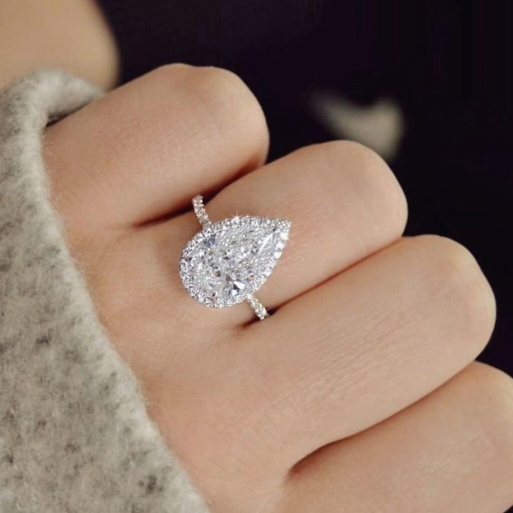 Pear Cut Halo Engagement Ring