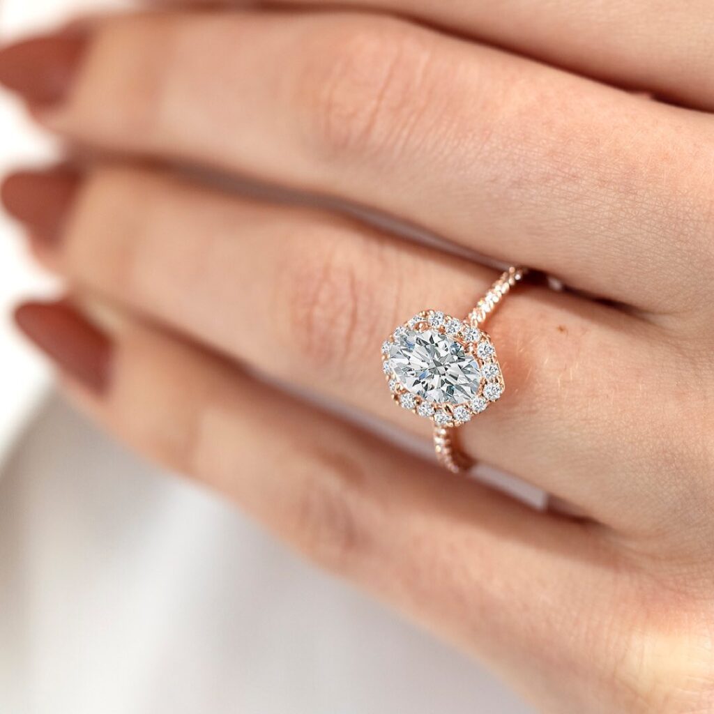 Dainty Halo Engagement Ring