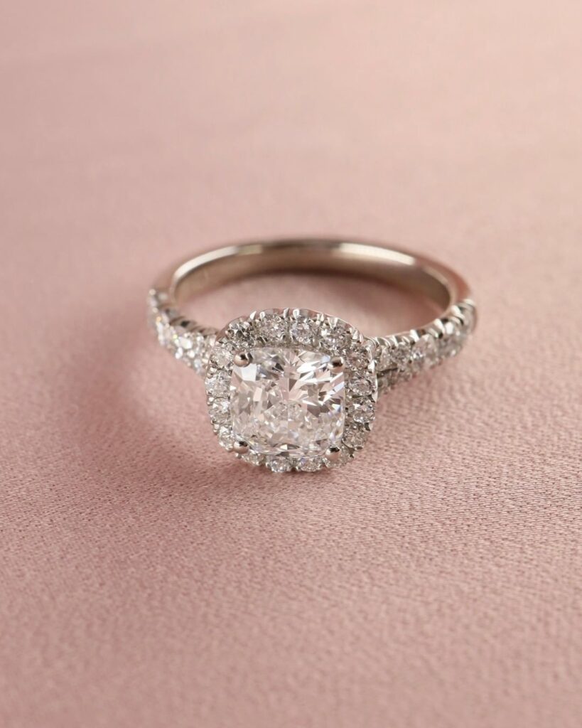 Cushion Cut Halo Engagement Ring