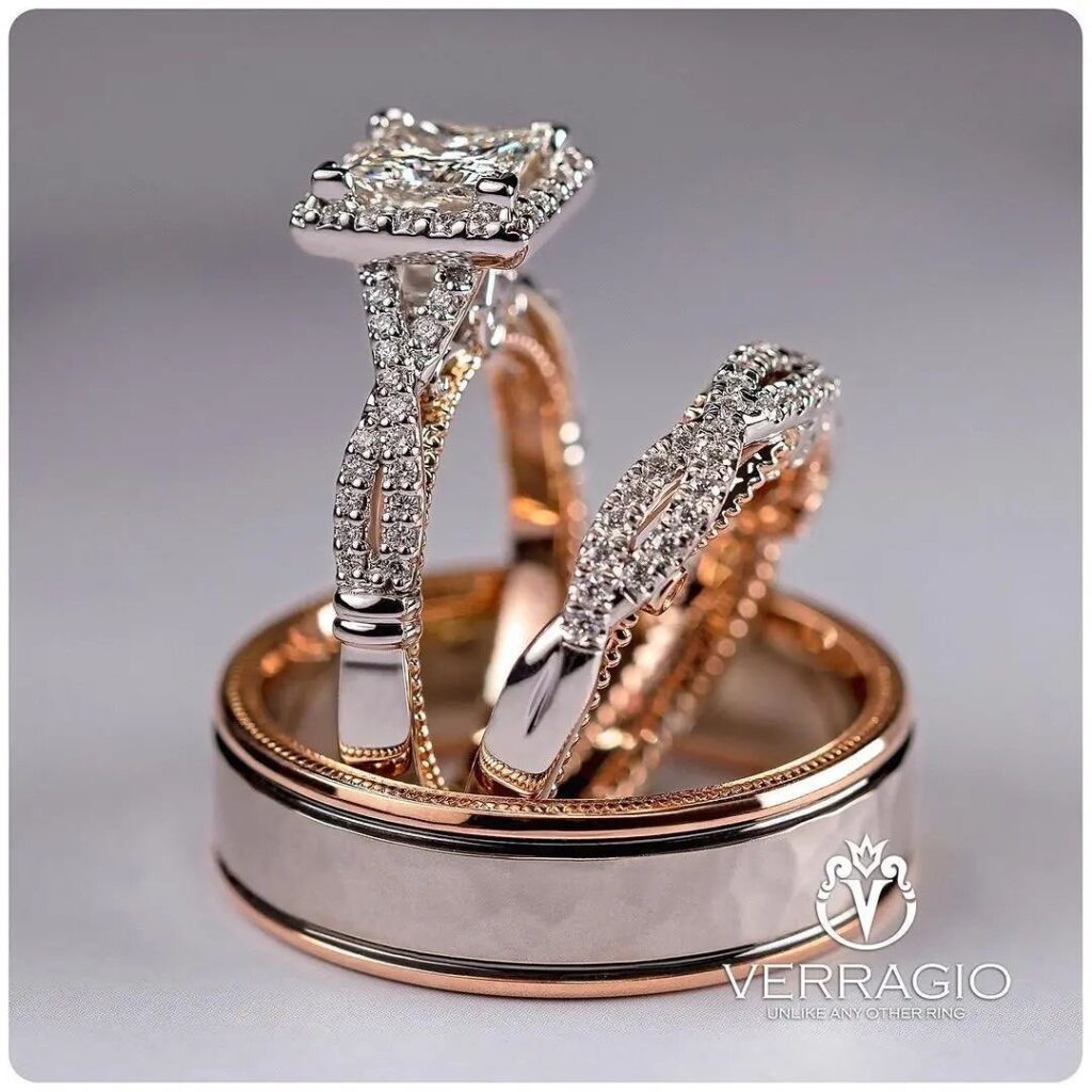 Halo Engagement Ring Set