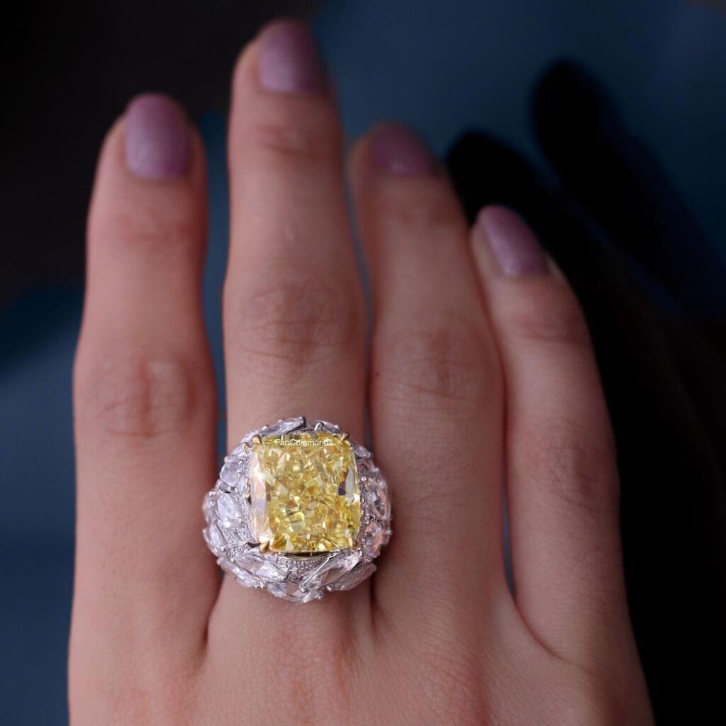 Yellow Diamond Engagement Rings Emerald Cut