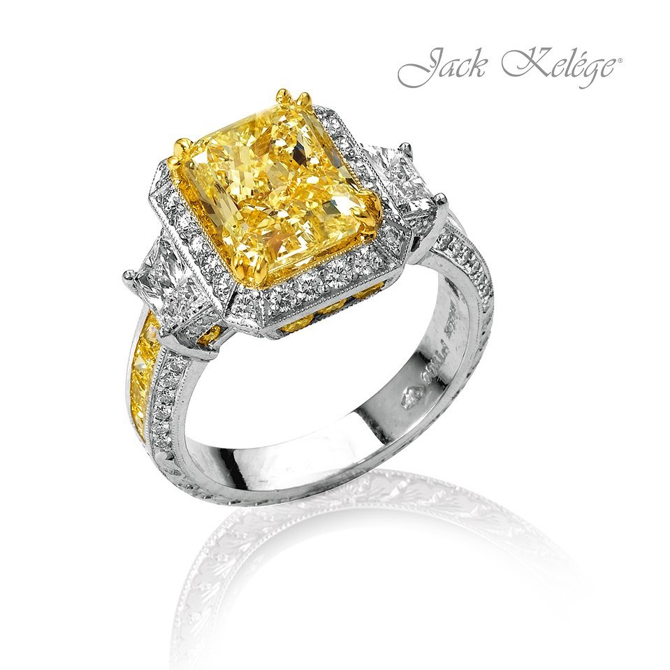 Yellow Diamond Engagement Rings Emerald Cut