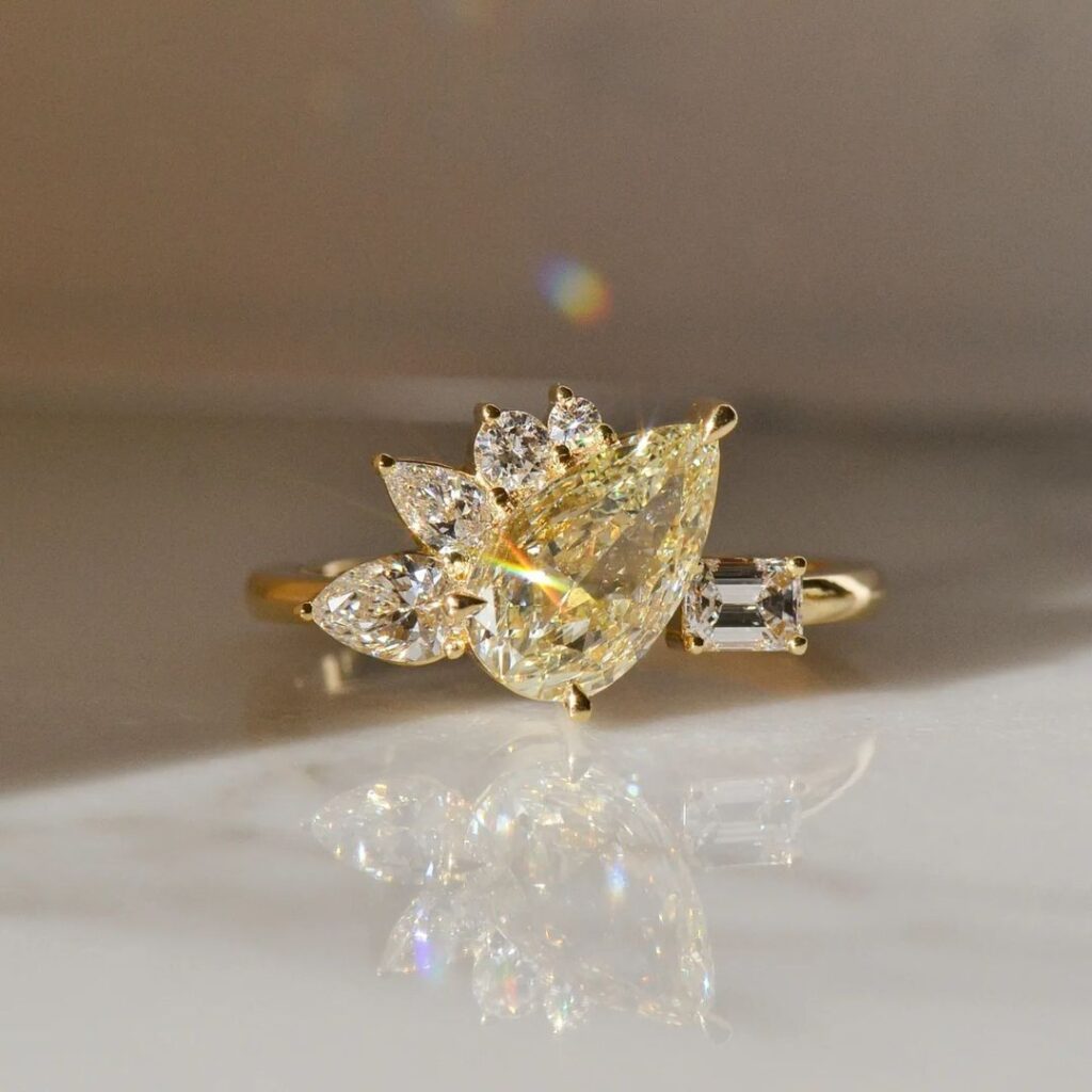 Yellow Diamond Engagement Ring Gold Band