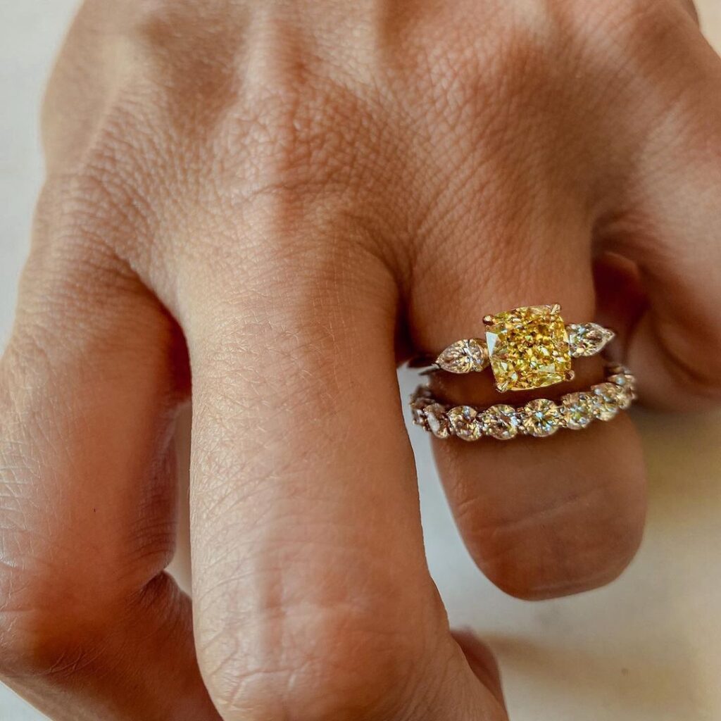 Yellow Diamond Engagement Ring Gold Band
