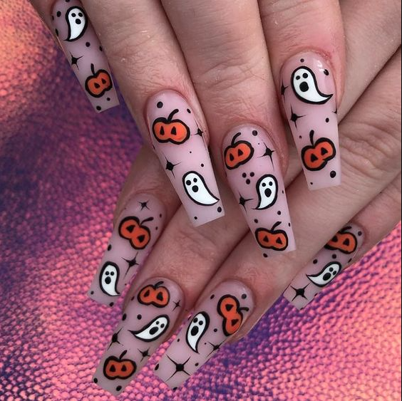 Halloween Acrylic Nails Simple