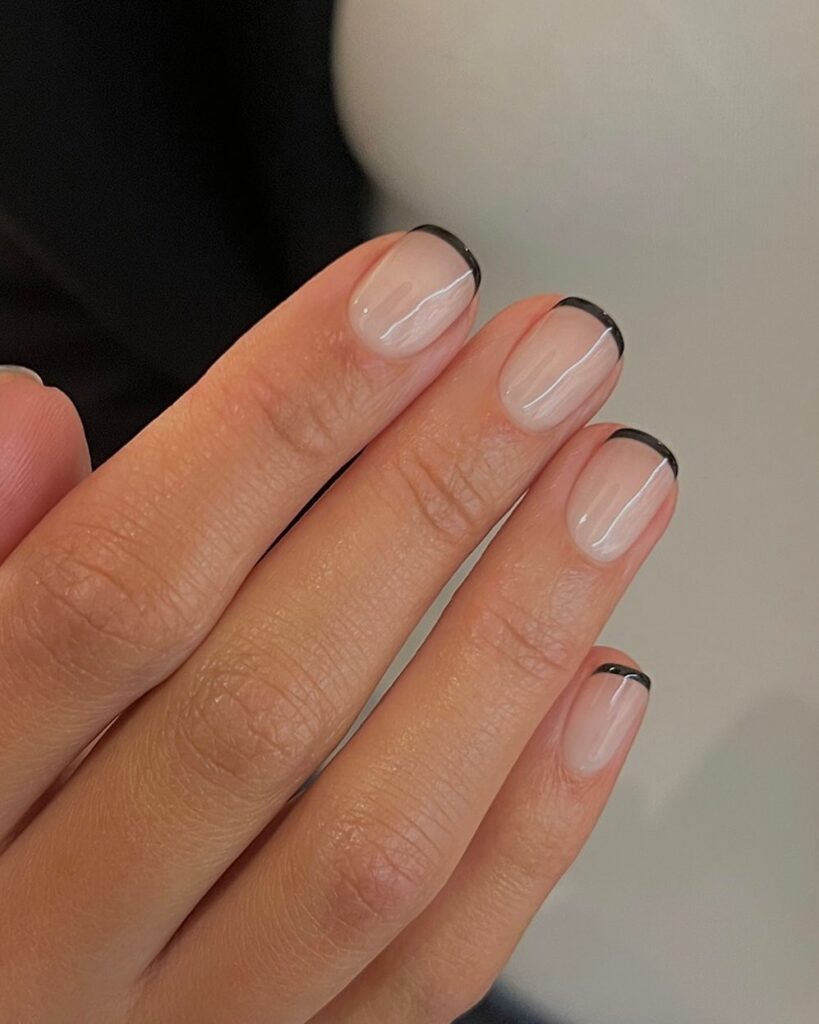  French Tip Nails Coffin