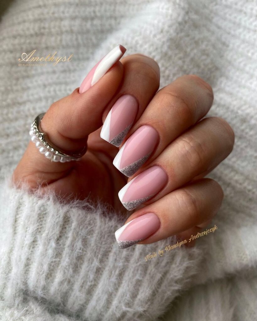 French Tip Nails Coffin