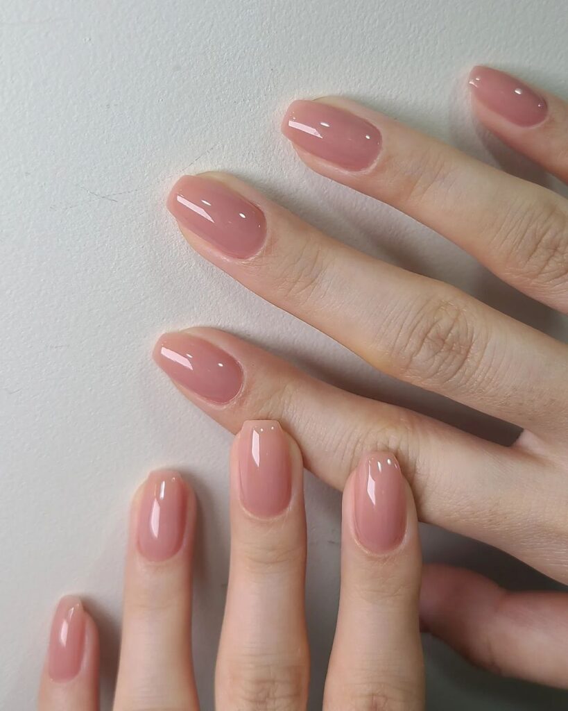 Nude Nails With Diamond