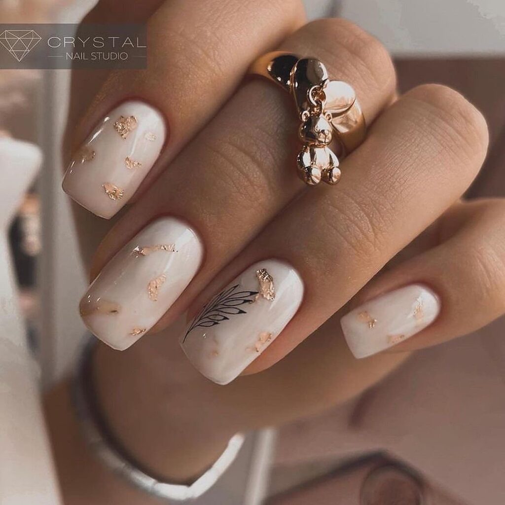 Nude Nails With Design