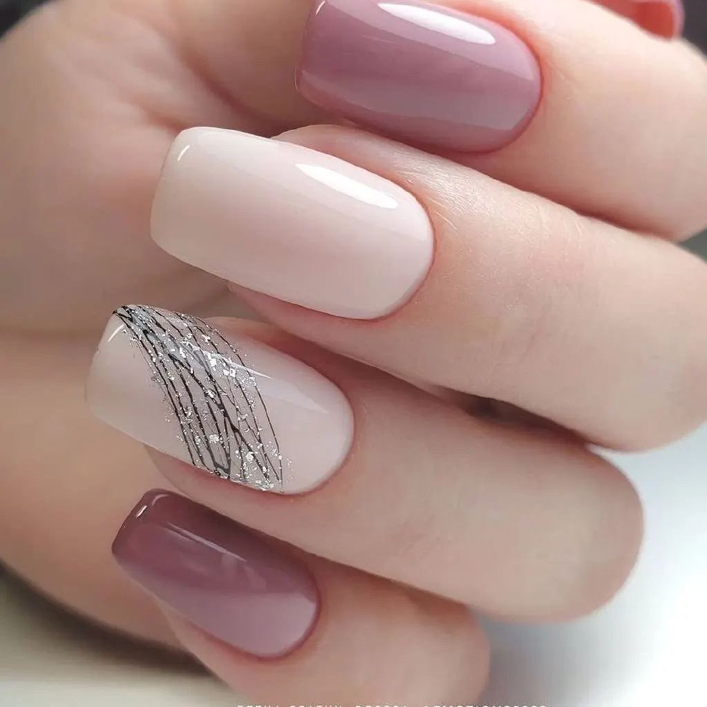 Nude Nails With Design