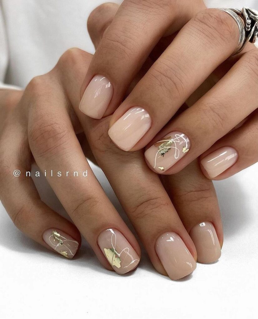 Nude Nails With Design