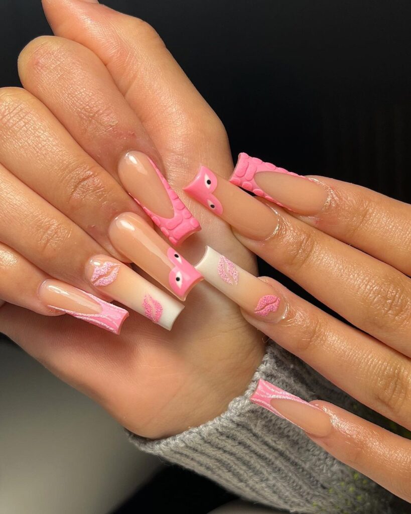 Pink Nails With Glitter