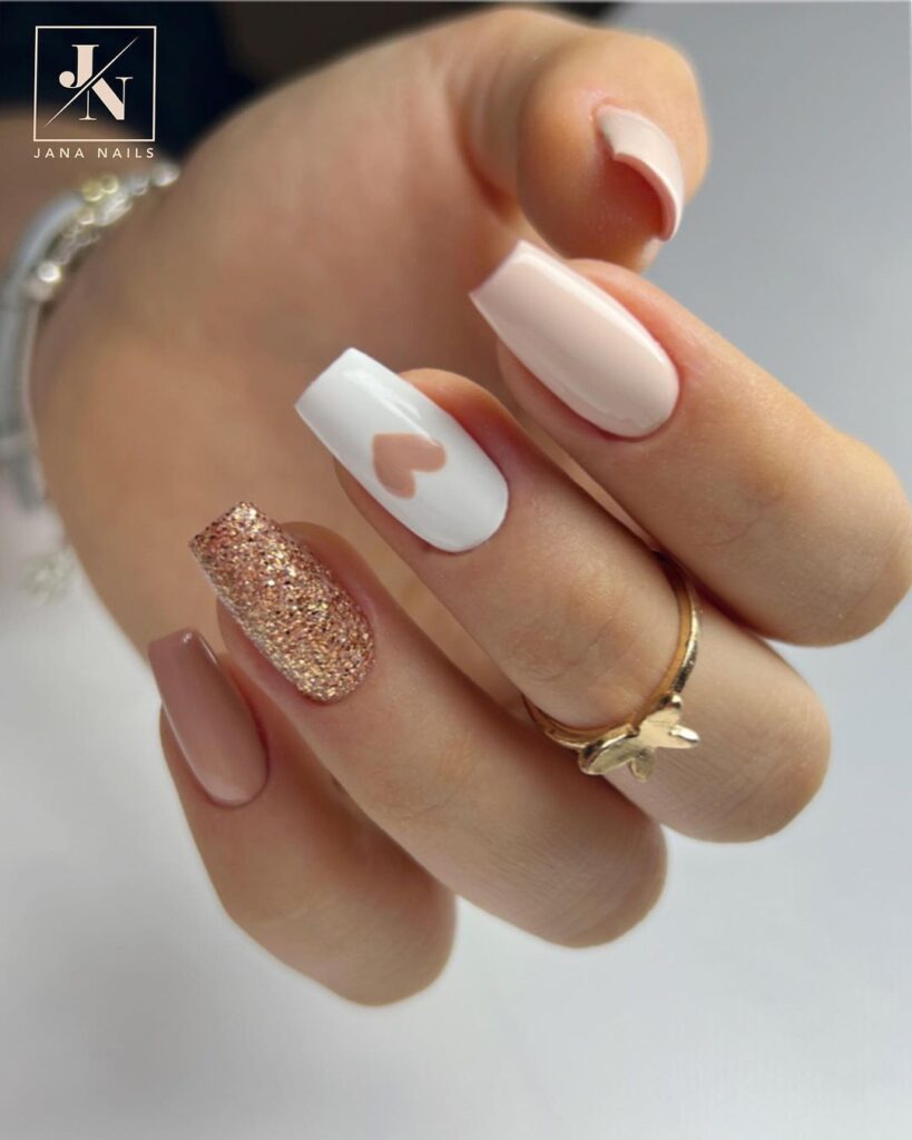 Nude Nails With Glitter