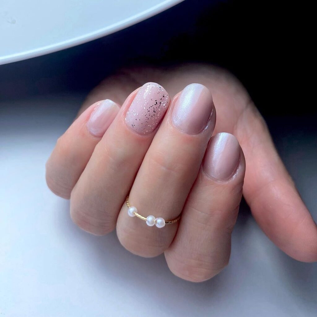 Nude Nails With Glitter