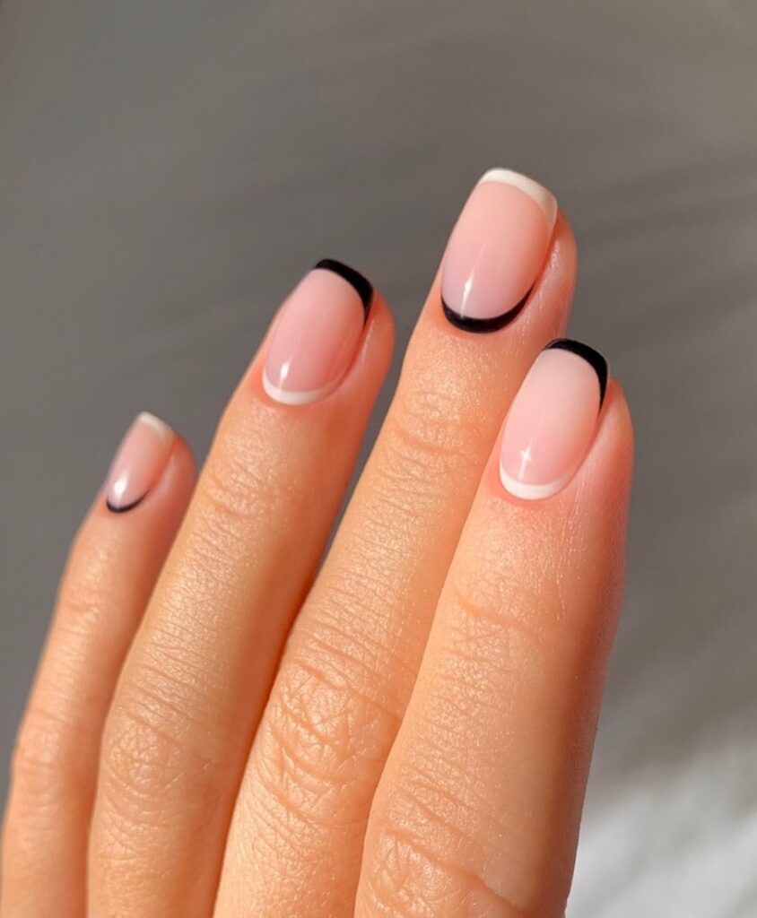 Black Reverse French Manicure