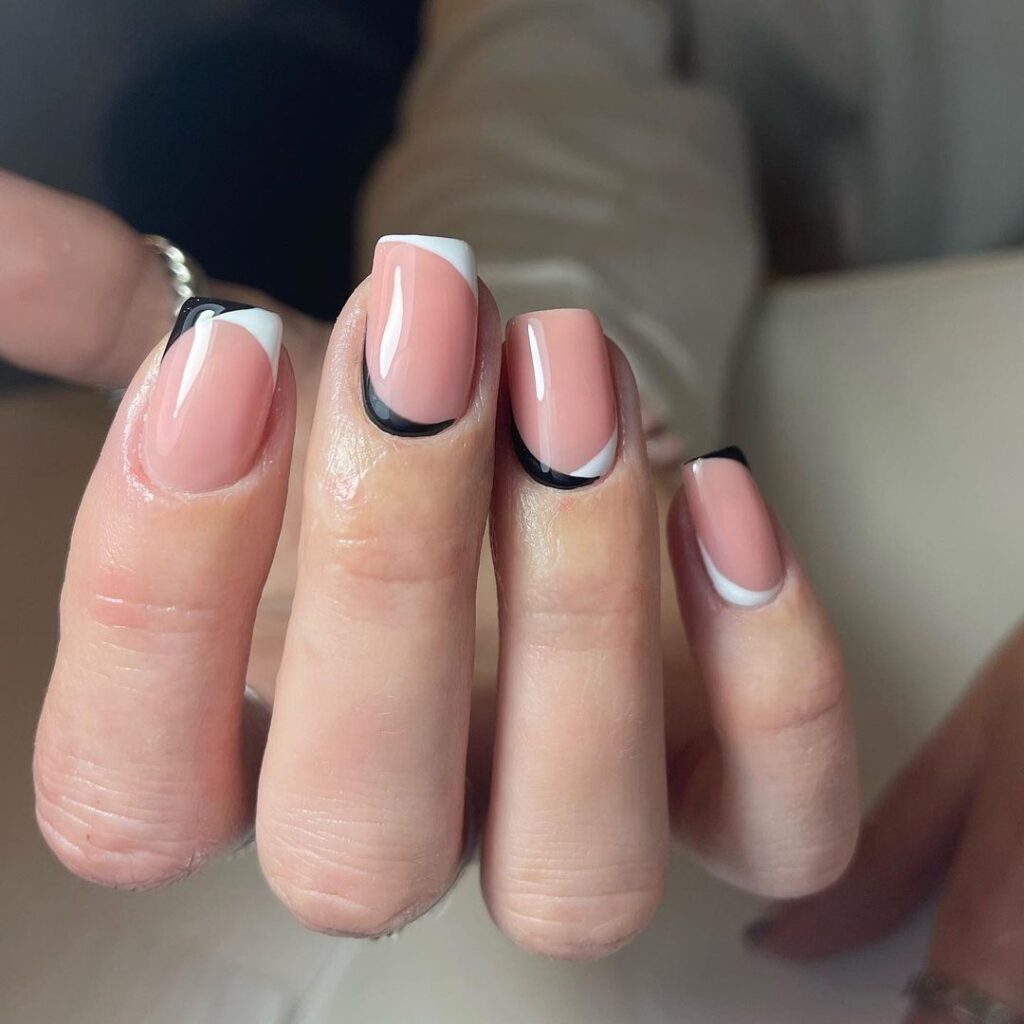 Black Reverse French Manicure