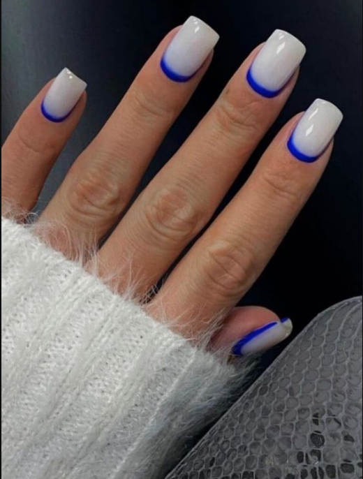 Reverse French Manicure Blue